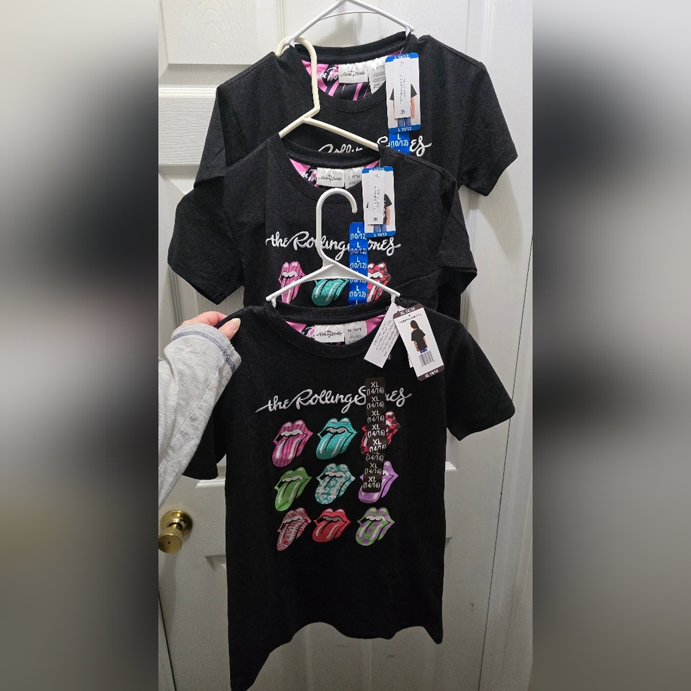 The Rolling Stones Kids - Black with Multicolor Lips, L OR XL, Price Is For 1